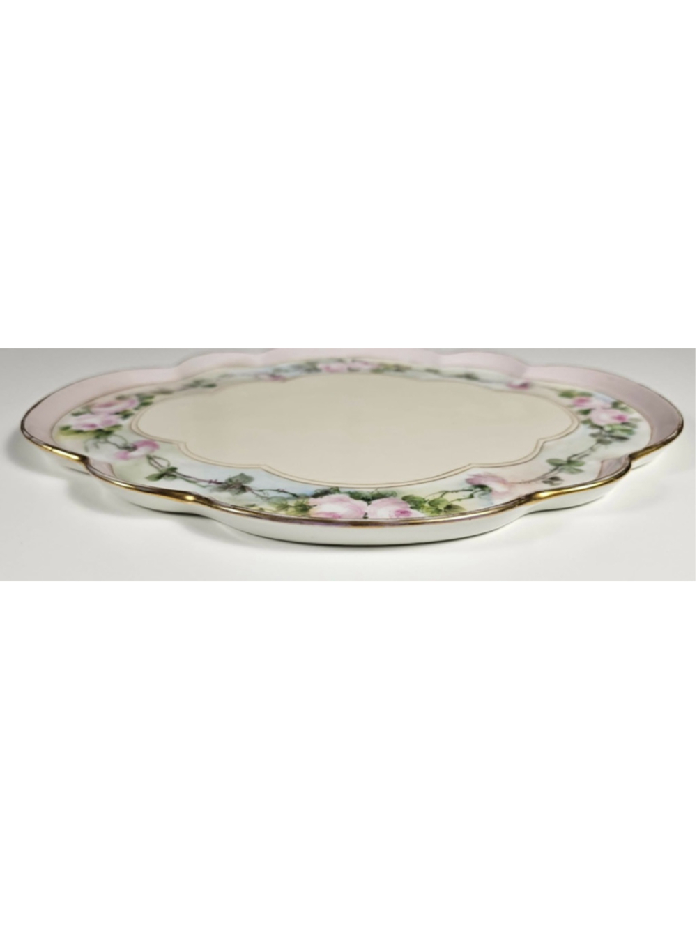Antique GDA Limoges France Vanity Tray Hand Painted Pink Roses Gold Trim 1900 - Picture 4 of 15